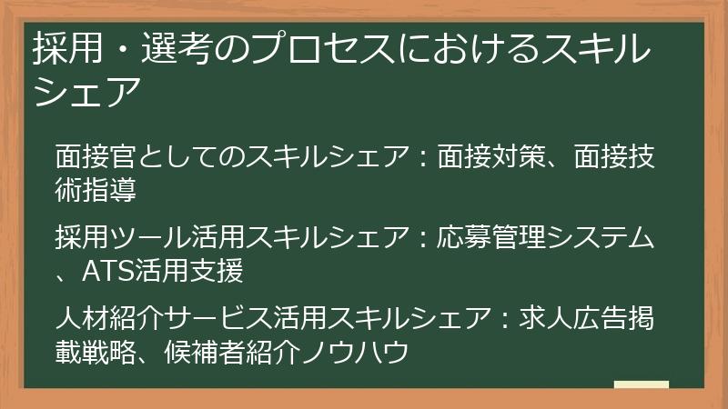 採用・選考のプロセスにおけるスキルシェア